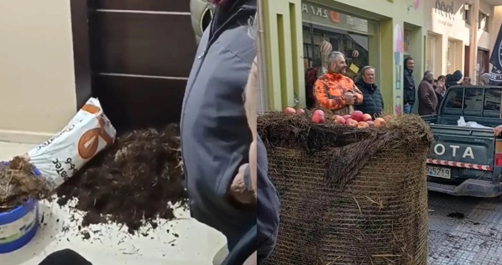 Φλώρινα: Αγρότες πέταξαν άχυρο και κοπριά στο γραφείο του βουλευτή της ΝΔ Σ.Παπασωτηρίου (βίντεο)